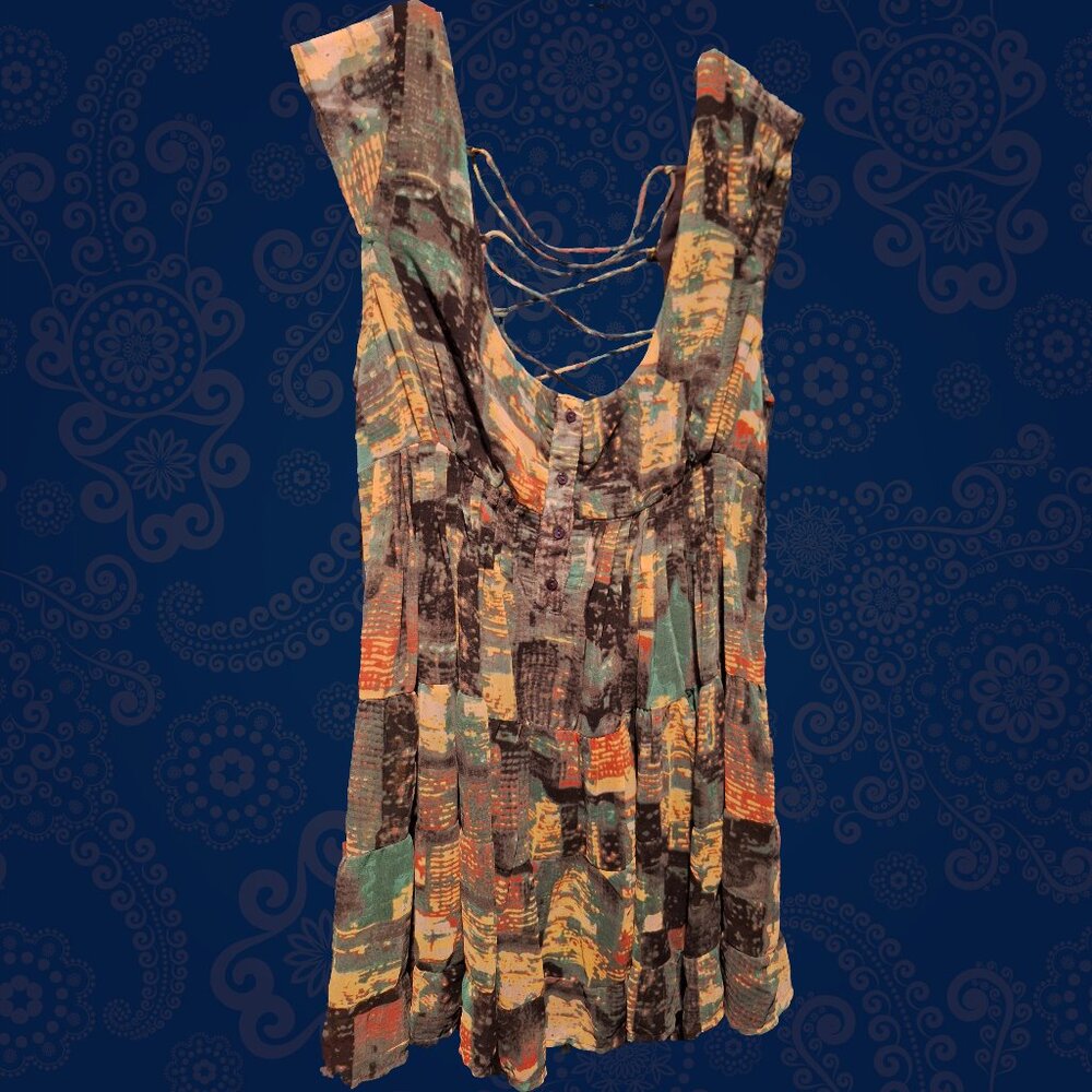 Urban Outfitters Green and Orange Sleeveless Sundress